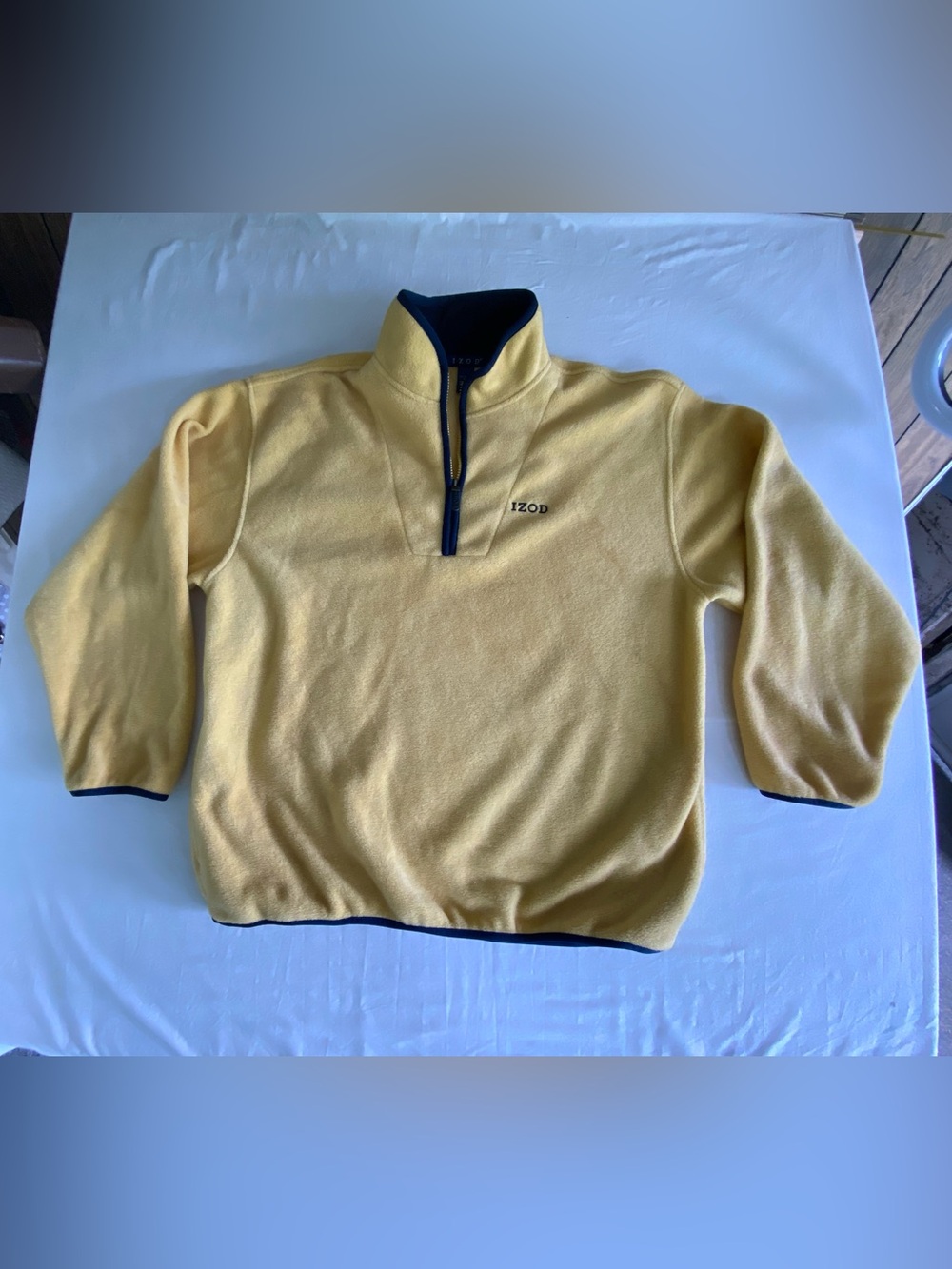 Izod 1/4 Zip Yellow Fleece Pullover Sweatshirt Jacket XL Pockets Warm Logo Y2K